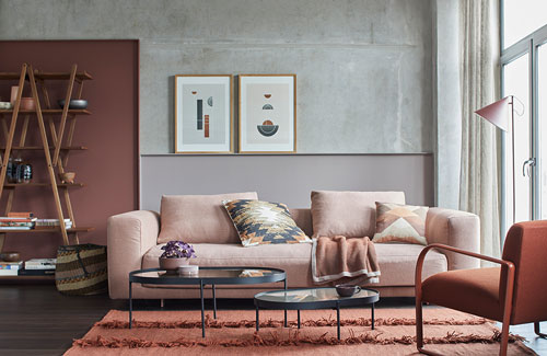 Peter Fehrentz interiordesign photography Innenarchitektur Fotografie Design Möbeldesign Furnituredesign Schöner Wohnen terrakotta burned earth pigments livingroom sofa concrete